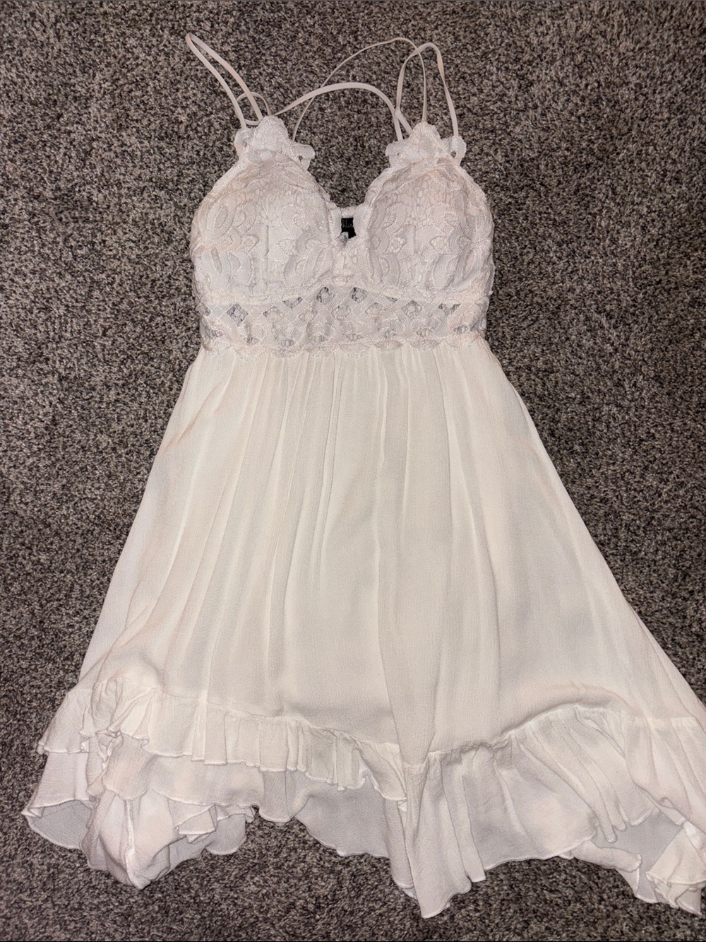 Lace Bodice Chiffon Chemise Nightdress in Ivory